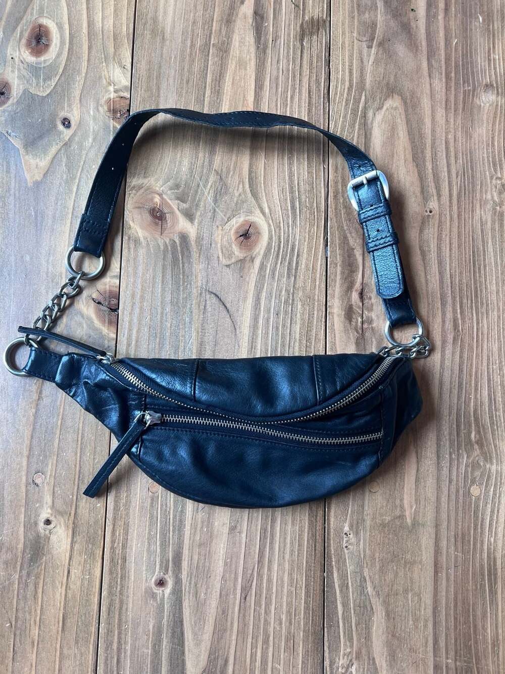 Free People Archer Leather Sling Bag in Black